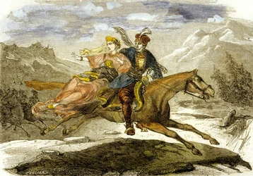 Maurice Beniowski, aventurier hongrois, enlevant la fille du gouverneur à cheval